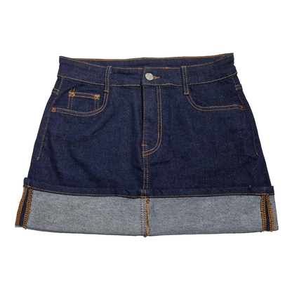Dark denim pants with cuff
