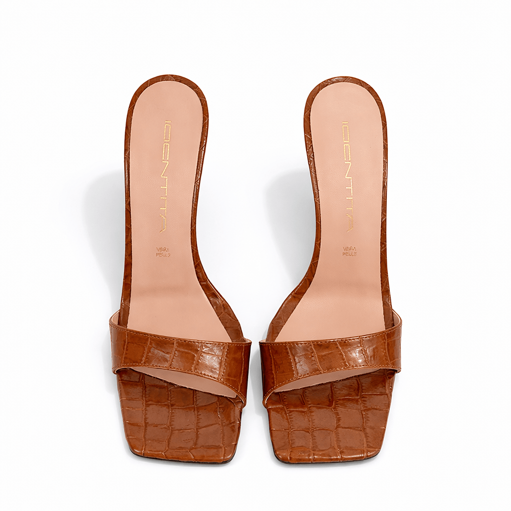 Identità Mules MARIARITA STAMPA COCCODRILLO MARRONE