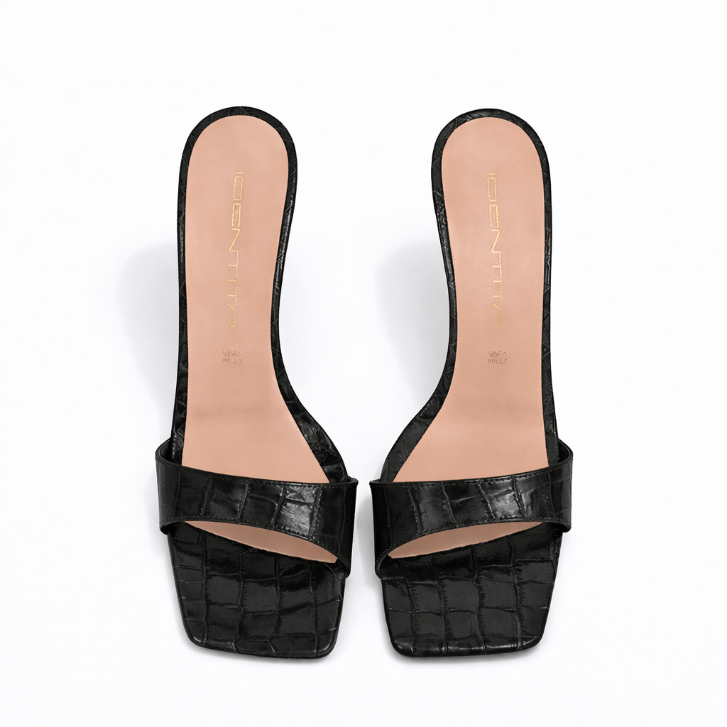 Identità Mules MARIARITA STAMPA COCCODRILLO NERO