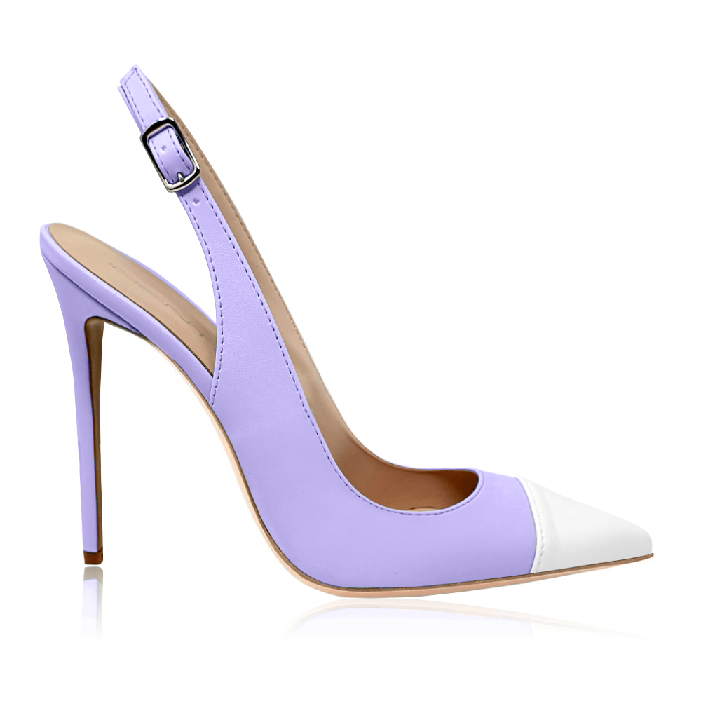 Identità Décolleté Slingback TAKA PELLE LILLA/BIANCO