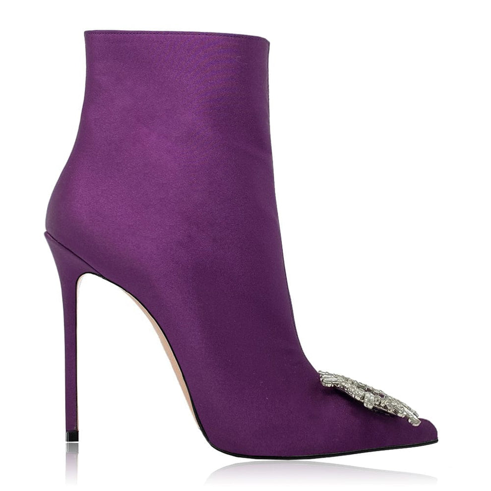Ankle boots Aura purple satin Woman