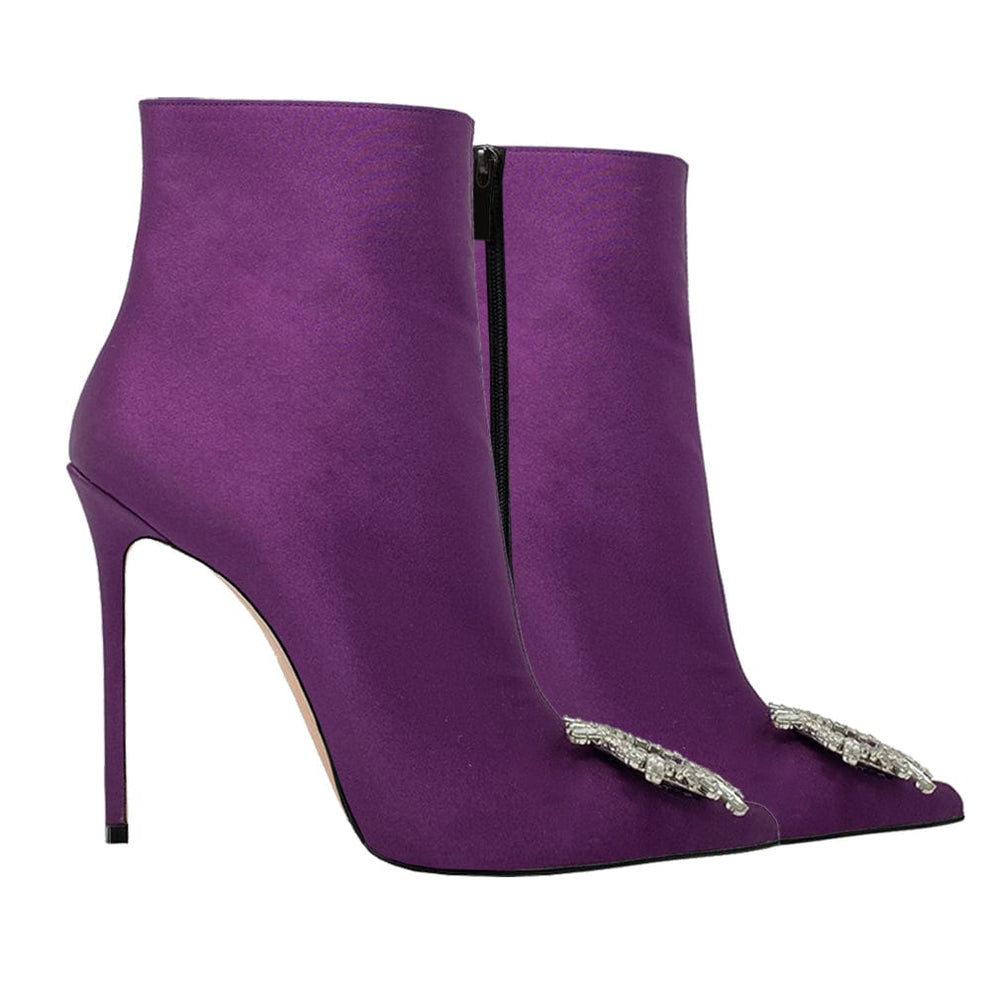 Ankle boots Aura purple satin Woman