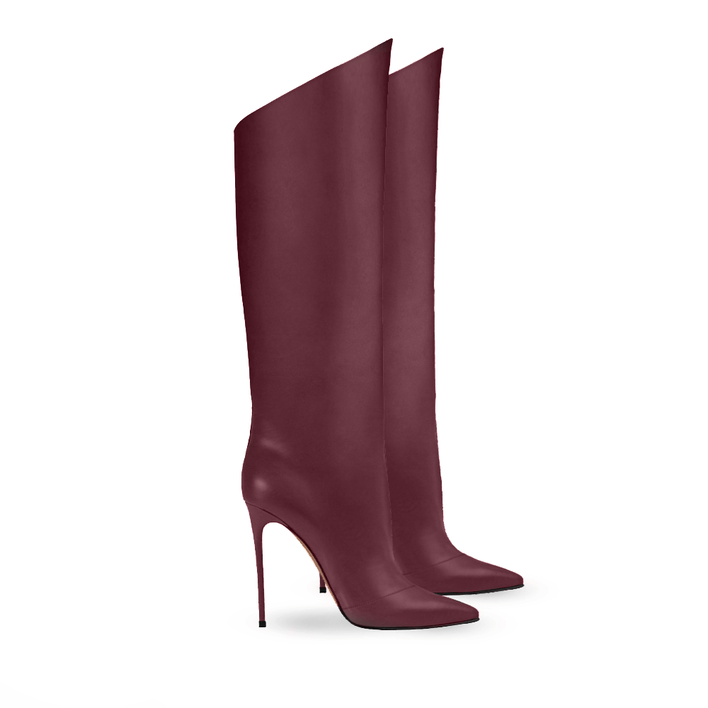 Identità Stivali TASHA PELLE BURGUNDY